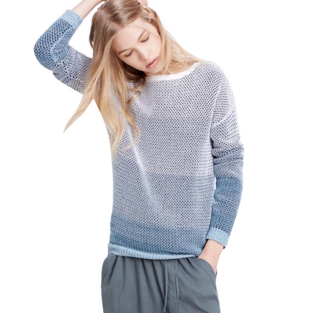 4 For 25 Vince Ombr Stitch Drop Shoulder Blue Sweater